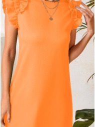 φόρεμα mini αμάνικο με βολάν - orange peel (πορτοκαλί)