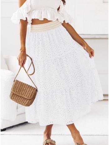 φούστα maxi ψηλόμεση κιπούρ - white (λευκό) σε προσφορά