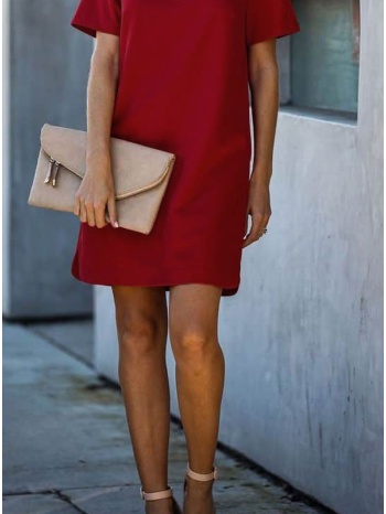 φόρεμα mini κοντομάνικο - maroon (μπορντό) σε προσφορά