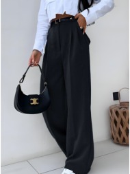 παντελόνι υφασμάτινο ψηλόμεσο με αποσπώμενη ζώνη - black (μαύρο)
