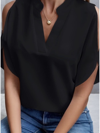 μπλούζα κοντομάνικη με v-cut λαιμόκοψη - black (μαύρο) σε προσφορά