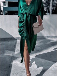 φόρεμα midi σατινέ κρουαζέ - vivid green (πράσινο)