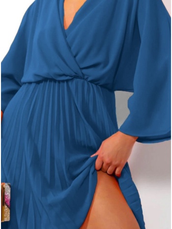 φόρεμα mini πλισέ κρουαζέ - coral blue (πετρόλ) σε προσφορά