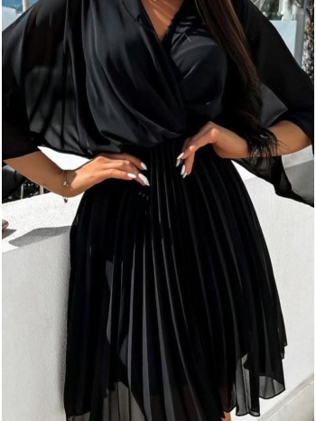 φόρεμα mini πλισέ κρουαζέ - black (μαύρο) σε προσφορά