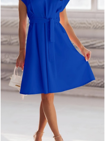 φόρεμα mini με v-cut ντεκολτέ και αποσπώμενη ζώνη - royal σε προσφορά