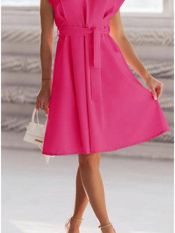 φόρεμα mini με v-cut ντεκολτέ και αποσπώμενη ζώνη - fuchsia σε προσφορά