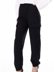 παντελόνι υφασμάτινο με τσέπες στο πλάι - black (μαύρο)