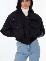 jacket κοντό με τσέπες & φερμουάρ - black (μαύρο)