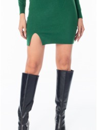 φούστα mini πλεκτή ριπ απαλής ύφανσης - forest green (πράσινο)