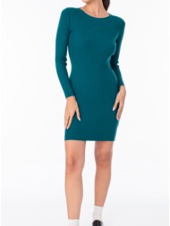 φόρεμα mini πλεκτό ριπ απαλής ύφανσης - coral blue (πετρόλ)