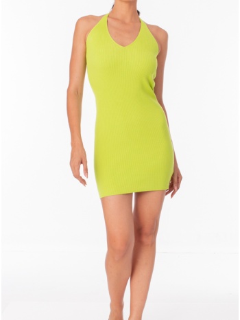 φόρεμα mini νημάτινο πλεκτό με ανοιχτή πλάτη - lime (green σε προσφορά