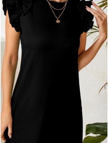 φόρεμα mini αμάνικο με βολάν - black (μαύρο)