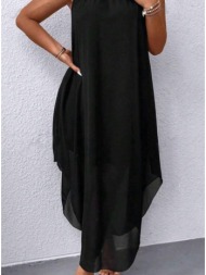 φόρεμα αμάνικο σε άνετη γραμμή - black (μαύρο)