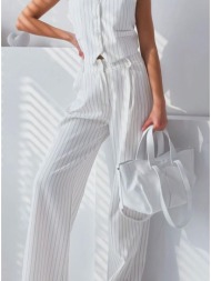 σετ γιλέκο με παντελόνι ριγέ - white (λευκό)
