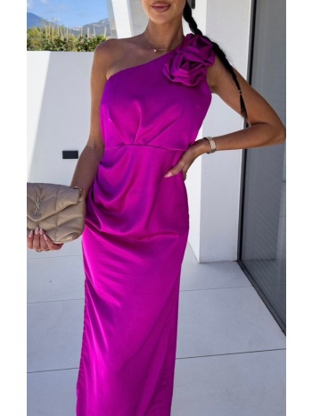 φόρεμα midi σατινέ με έναν ώμο - fuchsia purple (magenta) σε προσφορά