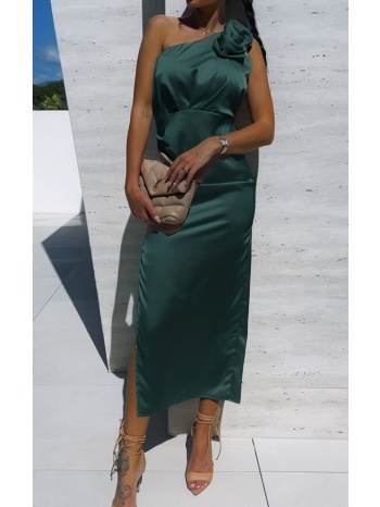 φόρεμα midi σατινέ με έναν ώμο - evergreen (κυπαρισσί) σε προσφορά