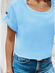 μπλούζα κοντομάνικη με λαιμόκοψη - sky blue (σιέλ)