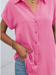 μπλούζα t-shirt με κουμπιά - barbie pink (ροζ)