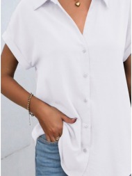μπλούζα t-shirt με κουμπιά - white (λευκό)