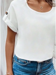 μπλούζα κοντομάνικη με λαιμόκοψη - white (λευκό)