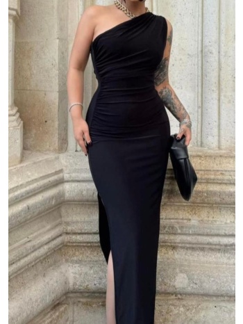 φόρεμα maxi με έναν ώμο και σκίσιμο στο πλάι - black (μαύρο) σε προσφορά