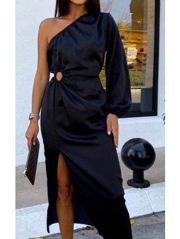 φόρεμα midi με έναν ώμο και σκίσιμο - black (μαύρο) σε προσφορά