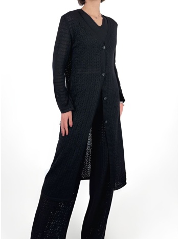 σετ ζακέτα , μπλούζα & παντελόνα πλεκτό κροσέ - black σε προσφορά