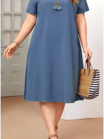 φόρεμα midi oversized 100% βισκόζ - french blue (ίντιγκο) σε προσφορά