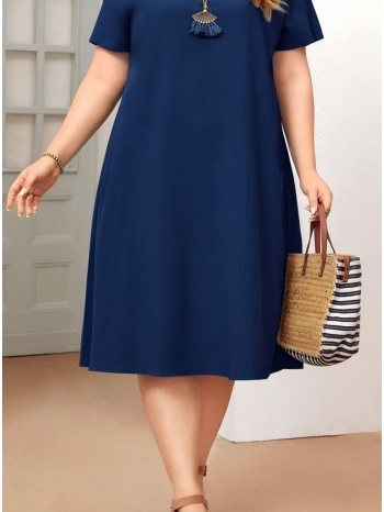 φόρεμα midi oversized 100% βισκόζ - dark blue (μπλε) σε προσφορά