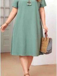 φόρεμα midi oversized 100% βισκόζ - mineral green (βεραμάν)