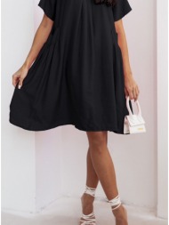 φόρεμα κοντομάνικο oversized 100% βισκόζ - black (μαύρο)