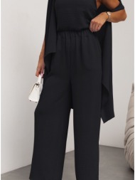 σετ παντελόνα με γιλέκο & μπλούζα με ρυθμιζόμενη τιράντα - black (μαύρο)