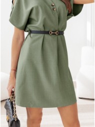 φόρεμα mini με αποσπώμενη ζώνη κοντομάνικο - olive branch (χακί)