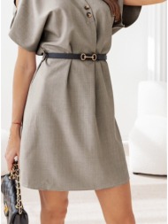 φόρεμα mini με αποσπώμενη ζώνη κοντομάνικο - elephant skin (πούρο)