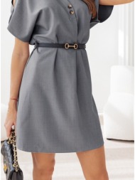 φόρεμα mini με αποσπώμενη ζώνη κοντομάνικο - silver lining (γκρι)