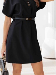 φόρεμα mini με αποσπώμενη ζώνη κοντομάνικο - black (μαύρο)