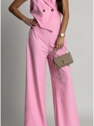 ολόσωμη φόρμα αμάνικη με κουμπιά μπροστά - barbie pink (ροζ)