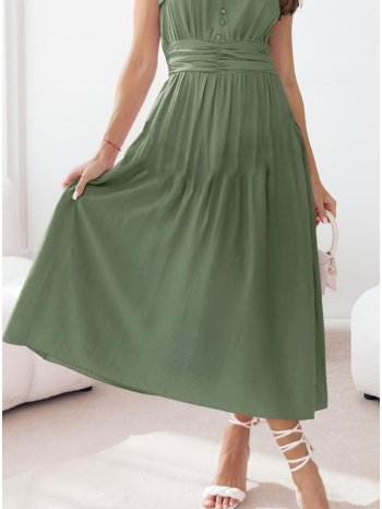 φόρεμα midi αμάνικο με βολάν - olive branch (χακί) σε προσφορά
