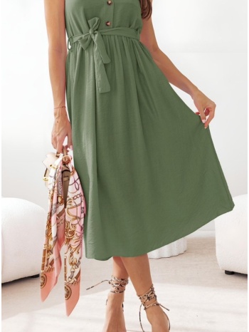 φόρεμα midi αμάνικο 100% βισκόζ - olive branch (χακί) σε προσφορά
