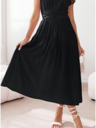 φόρεμα midi αμάνικο με βολάν - black (μαύρο)