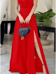 φόρεμα maxi αμάνικο με δέσιμο - fire red (κόκκινο)