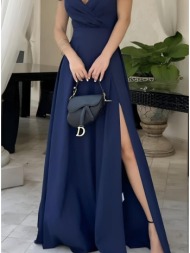 φόρεμα maxi αμάνικο με δέσιμο - dark blue (μπλε σκούρο)