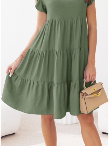 φόρεμα midi αμάνικο με βολάν 100% βισκοζ - olive branch σε προσφορά