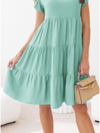 φόρεμα midi αμάνικο με βολάν 100% βισκοζ - mineral green σε προσφορά