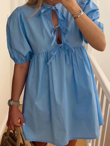 φόρεμα mini κοντομάνικο με σχέδιο μπροστά - sky blue (σιέλ) σε προσφορά