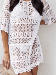 μπλούζα - φόρεμα παραλίας με 3/4 μανίκι - white (λευκό)