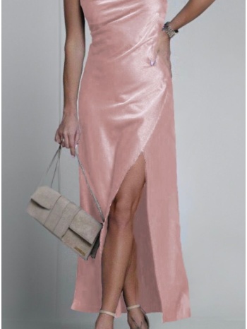 φόρεμα maxi σατινέ ντραπέ με σκίσιμο - barbie pink (ροζ) σε προσφορά