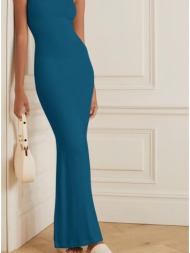 φόρεμα maxi με τιράντες - coral blue (πετρολ)