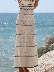 φόρεμα πλεκτό διάτρητο παραλίας - buttercream (εκρού)