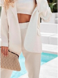 σετ σακάκι oversized με διακοσμητικές τσέπες & παντελόνι - white (λευκό)